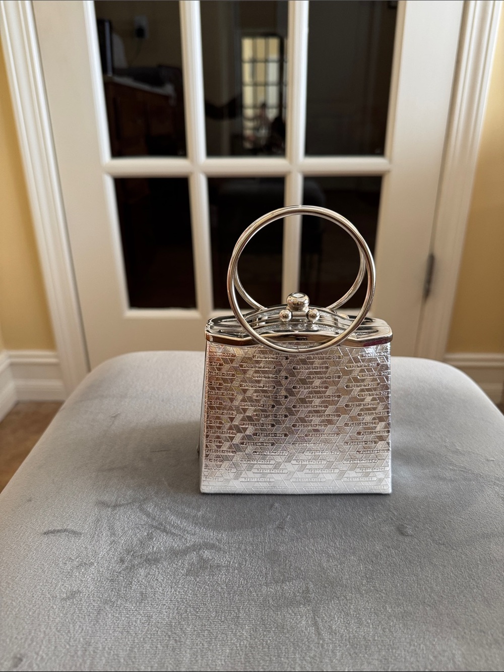 Silver Metallic Mini Top-Handle Evening Bag